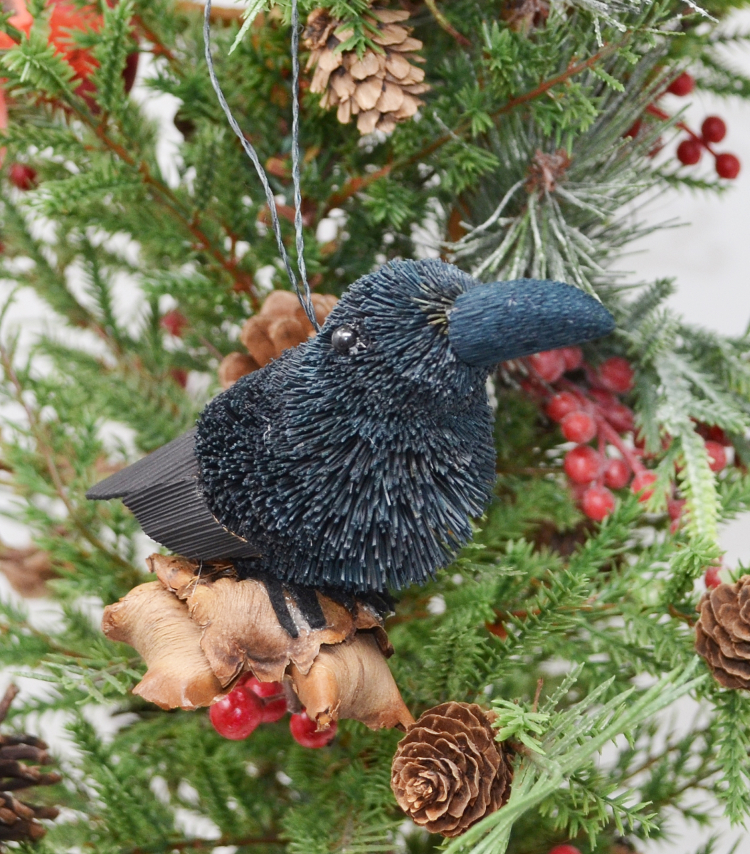 Brushart Bristle Brush Bird Ornament Raven